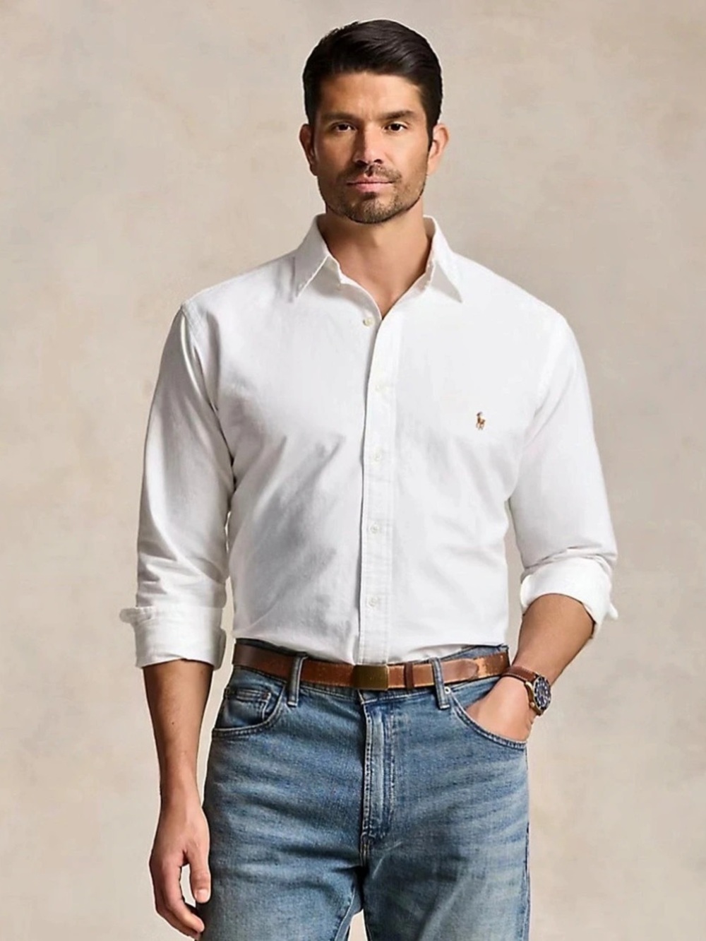Ralph Lauren Slim Fit Stretch Oxford White XL Cotton Stretch Oxford Shirt